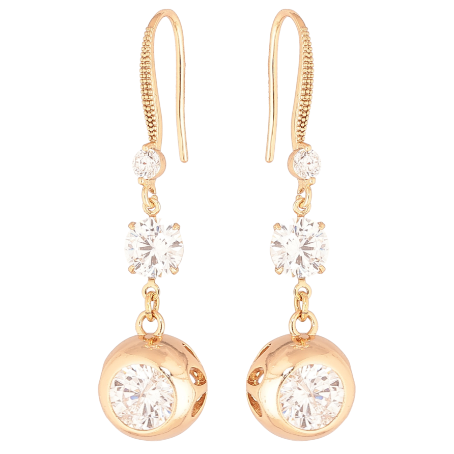 Сережки Xuping Позолота 18K французький замок «Кульки з кристалами» фото №1