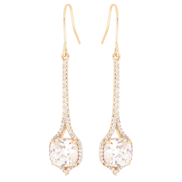 Сережки Xuping Позолота 18K французький замок «Кришталеві підвіски» фото №4