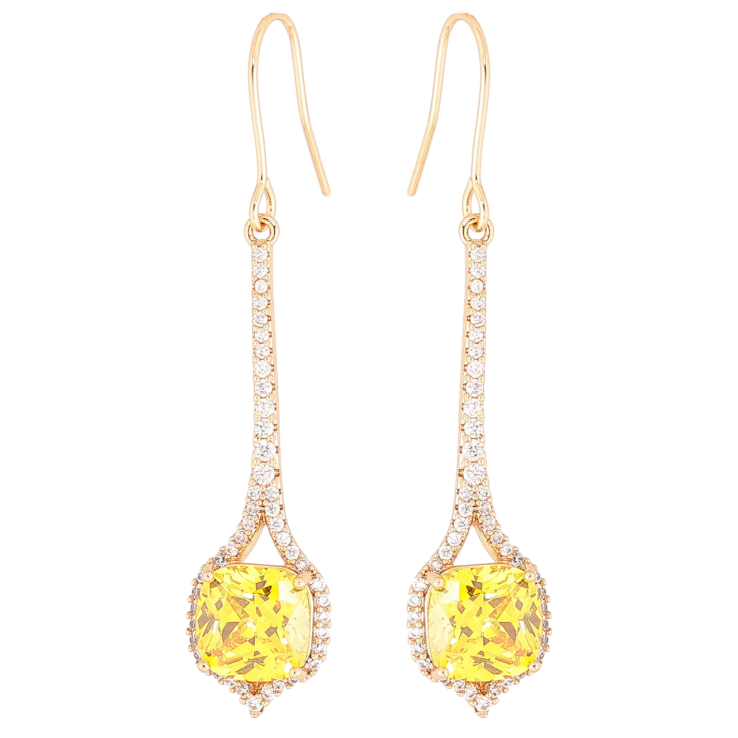 Сережки Xuping Позолота 18K французький замок «Підвіски з жовтими кристалами» фото №3