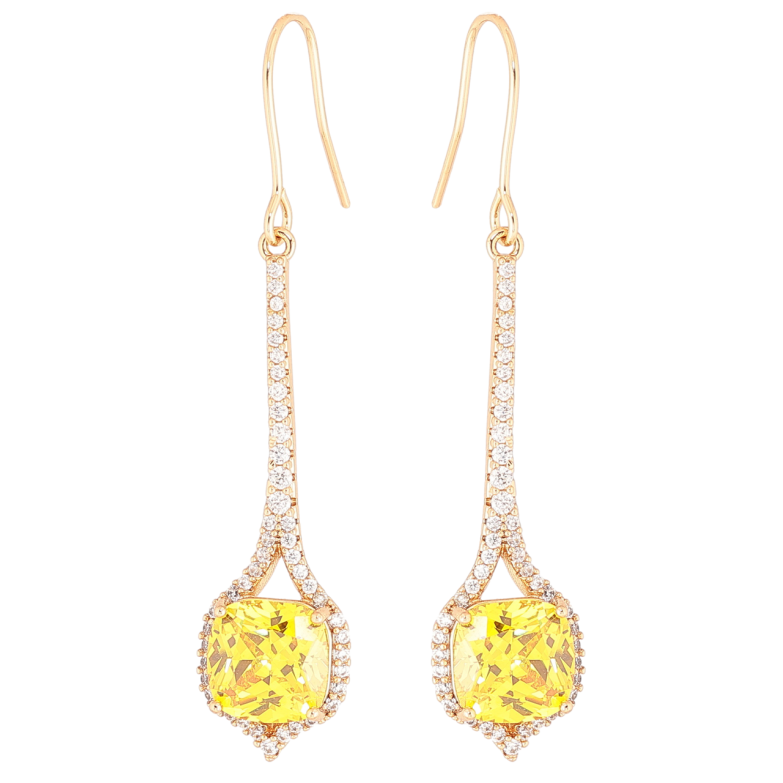 Серьги Xuping Позолота 18K французский замок Подвески с желтыми кристаллами фото №18