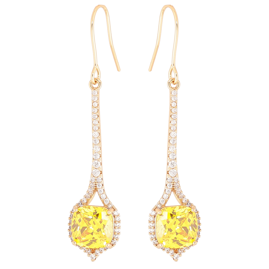 Сережки Xuping Позолота 18K французький замок «Підвіски з жовтими кристалами» фото №1