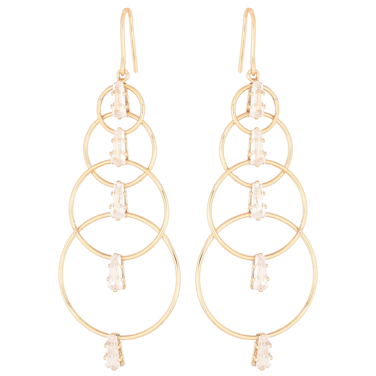 Сережки Xuping Позолота 18K французький замок «Круглі підвіски з кристалами» фото №13