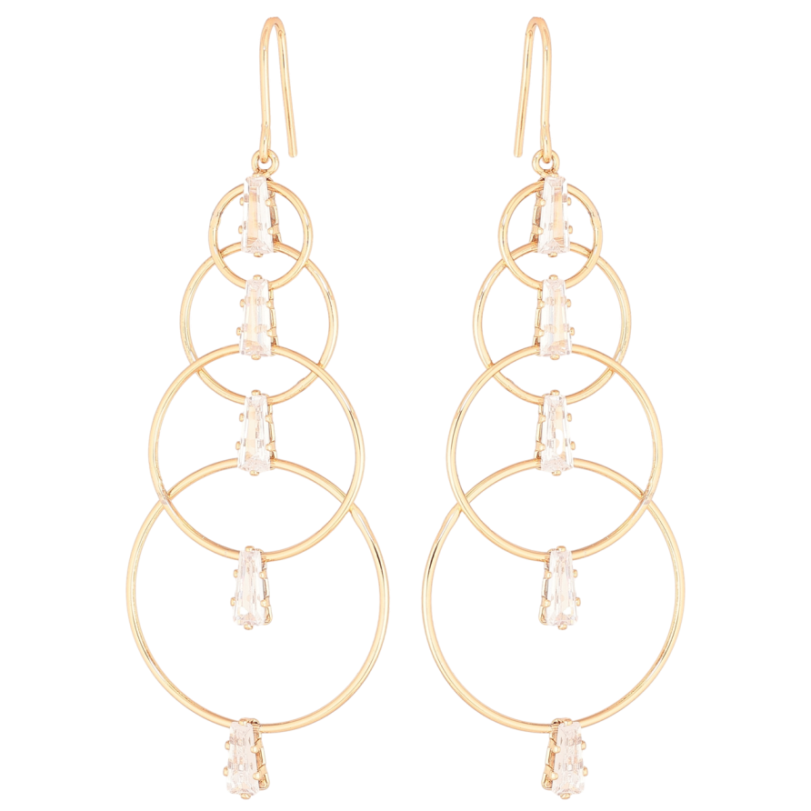 Сережки Xuping Позолота 18K французький замок «Круглі підвіски з кристалами» фото №1