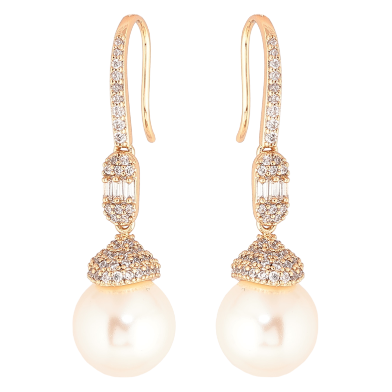 Серьги Xuping Позолота 18K французский замок Жемчужные подвески с инкрустацией кристаллами фото №1