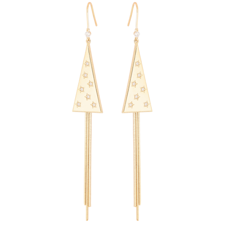 Сережки Xuping Позолота 18K французький замок «Трикутні підвіски з ланцюжками» фото №21