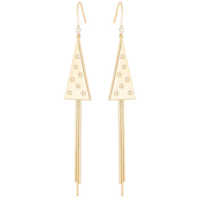 Сережки Xuping Позолота 18K французький замок «Трикутні підвіски з ланцюжками» фото №2