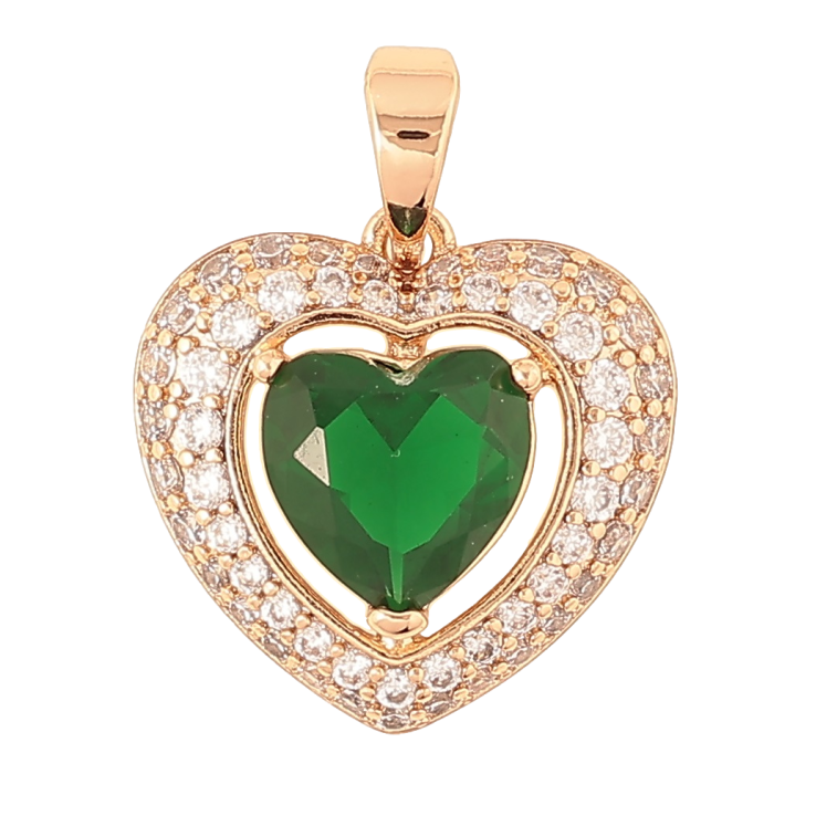 Кулон Xuping Позолота 18K Серце із зеленим кристалом» для ланцюжка до 5мм фото №13