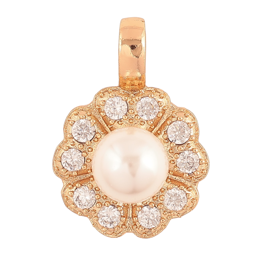 Кулон Xuping Позолота 18K Цветочек с кристаллами и жемчужиной для цепочки до 6мм фото №1