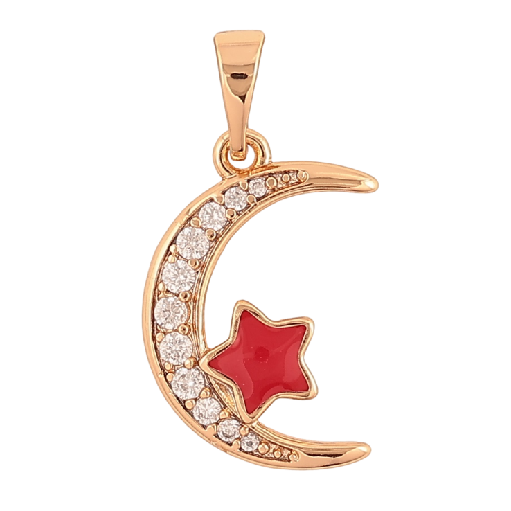 Кулон Xuping Позолота 18K Півмісяць і зірка з червоною емаллю» для ланцюжка до 5мм фото №23