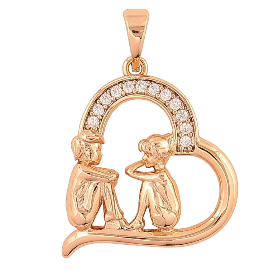 Кулон Xuping Позолота 18K «Сердечко з закоханими» для ланцюжка до 5мм фото №1