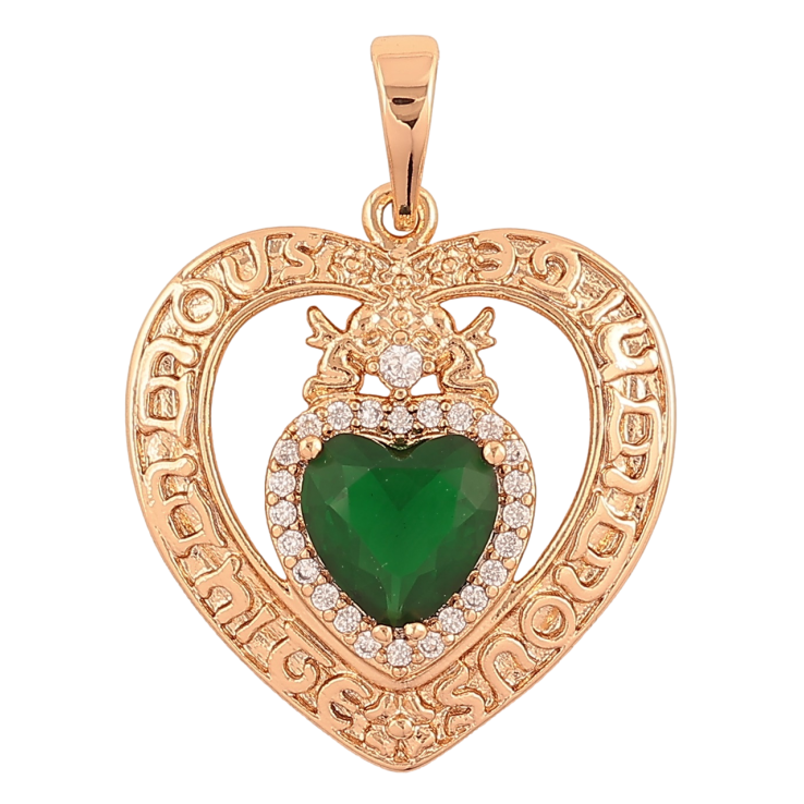 Кулон Xuping Позолота 18K Сердце с зеленым кристаллом для цепочки до 6мм фото №22