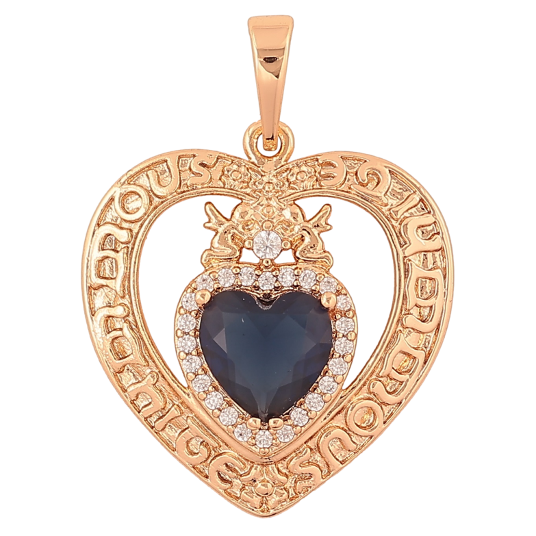Кулон Xuping Позолота 18K Сердце с синим кристаллом для цепочки до 6мм фото №1