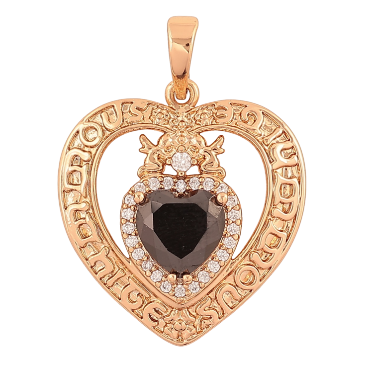 Кулон Xuping Позолота 18K Сердце с черным кристаллом для цепочки до 6мм фото №25