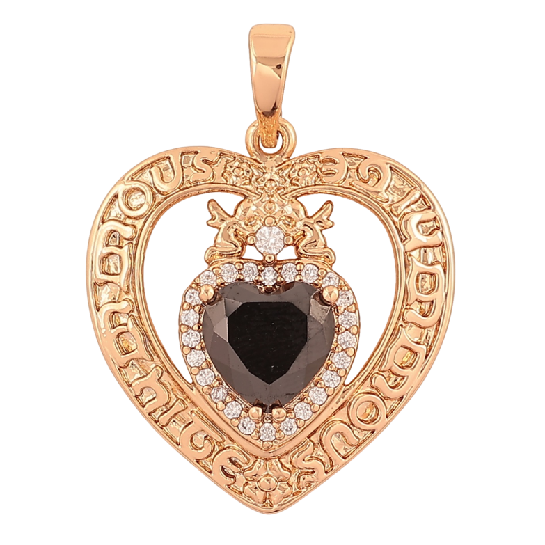 Кулон Xuping Позолота 18K «Серце з чорним кристалом» для ланцюжка до 6мм фото №4