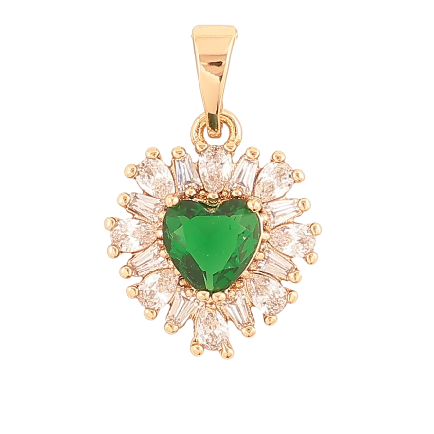 Кулон Xuping Позолота 18K Кристальное сердце с зеленым кристаллом для цепочки до 5мм фото №1
