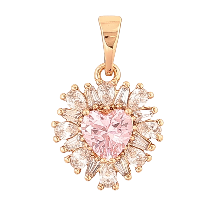 Кулон Xuping Позолота 18K «Кришталеве серце з рожевим кристалом» для ланцюжка до 5мм фото №1