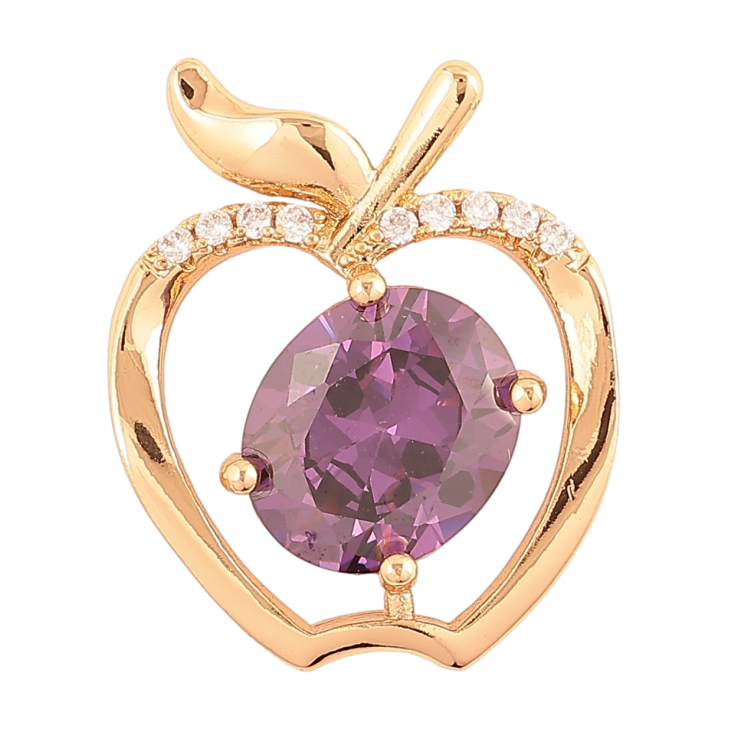 Кулон Xuping Позолота 18K «Яблуко з бузковим кристалом» для ланцюжка до 4мм фото №25