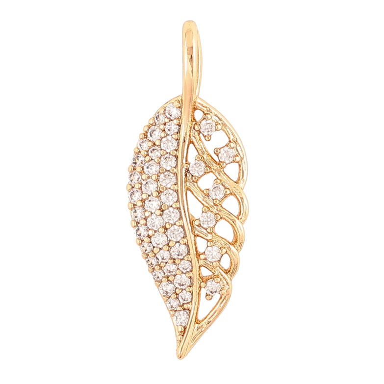 Кулон Xuping Позолота 18K «Листочок з інкрустацією кристалами» для ланцюжка до 4мм фото №1
