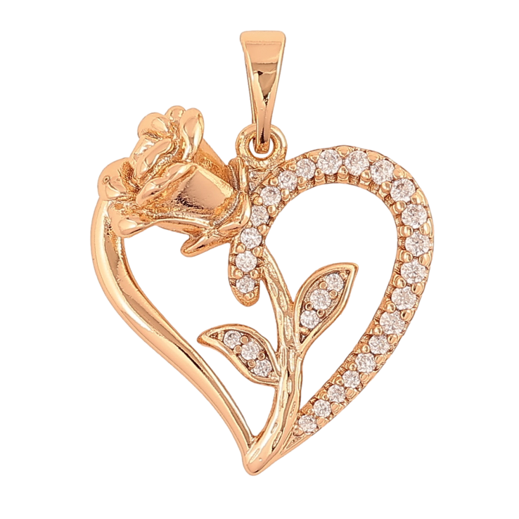 Кулон Xuping Позолота 18K «Серце з трояндою» для ланцюжка до 6мм фото №4