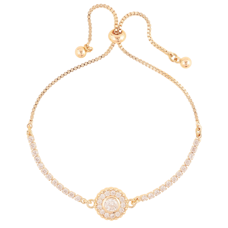 Браслет Xuping M&L Колір 18K «Доріжка кристалів з квіткою» на бігунку, дл. 12-24см х 1.5мм фото №1