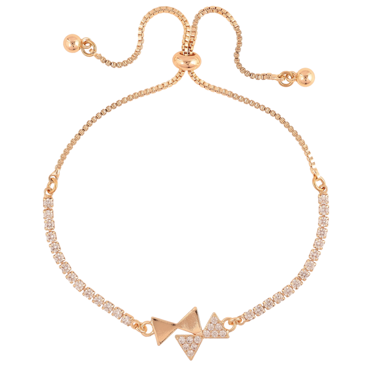 Браслет Xuping M&L Колір 18K «Доріжка кристалів з бантами» на бігунку, дл. 12-24см х 1.5мм фото №4