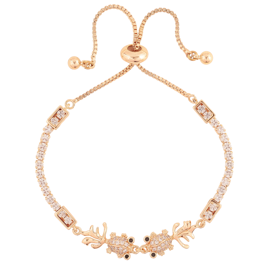 Браслет Xuping M&L Колір 18K «Золоті рибки» на бігунку, довжина 12-24см х 1.5мм фото №1