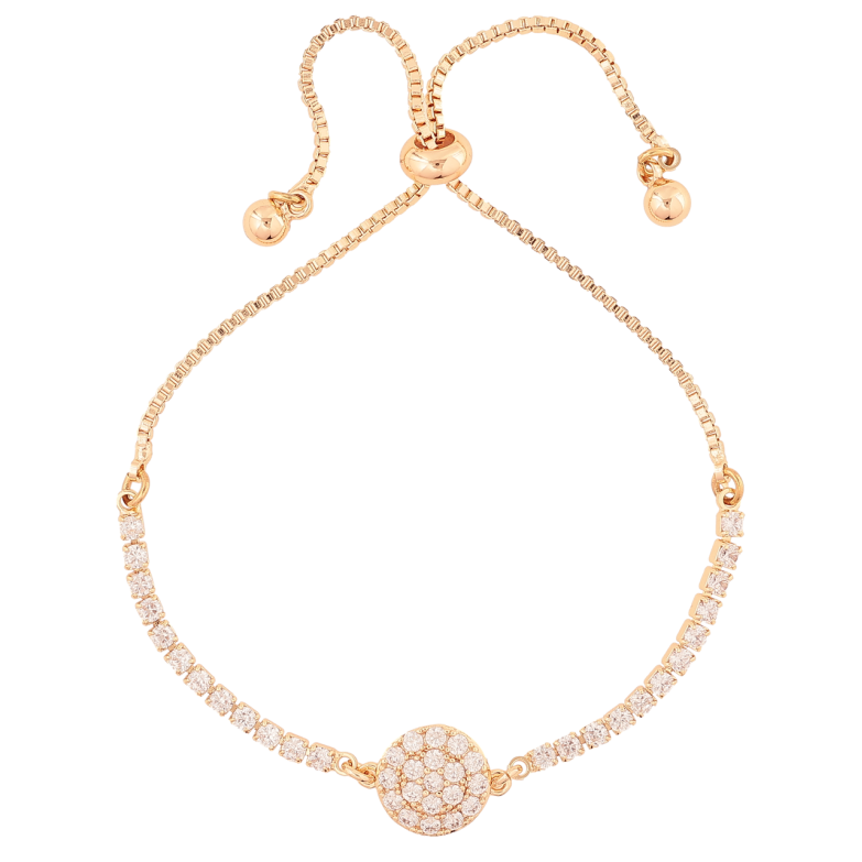 Браслет Xuping M&L Цвет 18K Дорожка кристаллов с кругом на бегунке, длинна 12-22см х 1.5мм фото №1