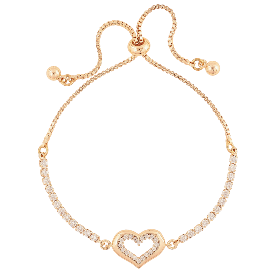 Браслет Xuping M&L Колір 18K «Доріжка кристалів з серцем» на бігунку, довжина 12-22см х 1.5мм фото №1