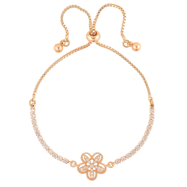 Браслет Xuping M&L Колір 18K «Доріжка кристалів з квіточкою» на бігунку, довжина 12-22см х 1.5мм фото №12