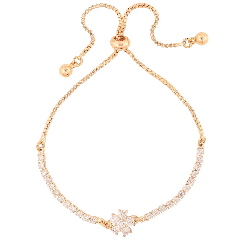 Браслет Xuping M&L Цвет 18K Дорожка кристаллов с цветочком на бегунке, длинна 12-23см х 1.5мм фото №1