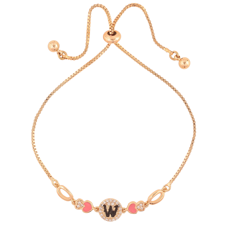 Браслет Xuping M&L Колір 18K «Ланцюжок з декоративною вставкою з літерою «W» на бігунку, довжина 12-24см х 1мм фото №1