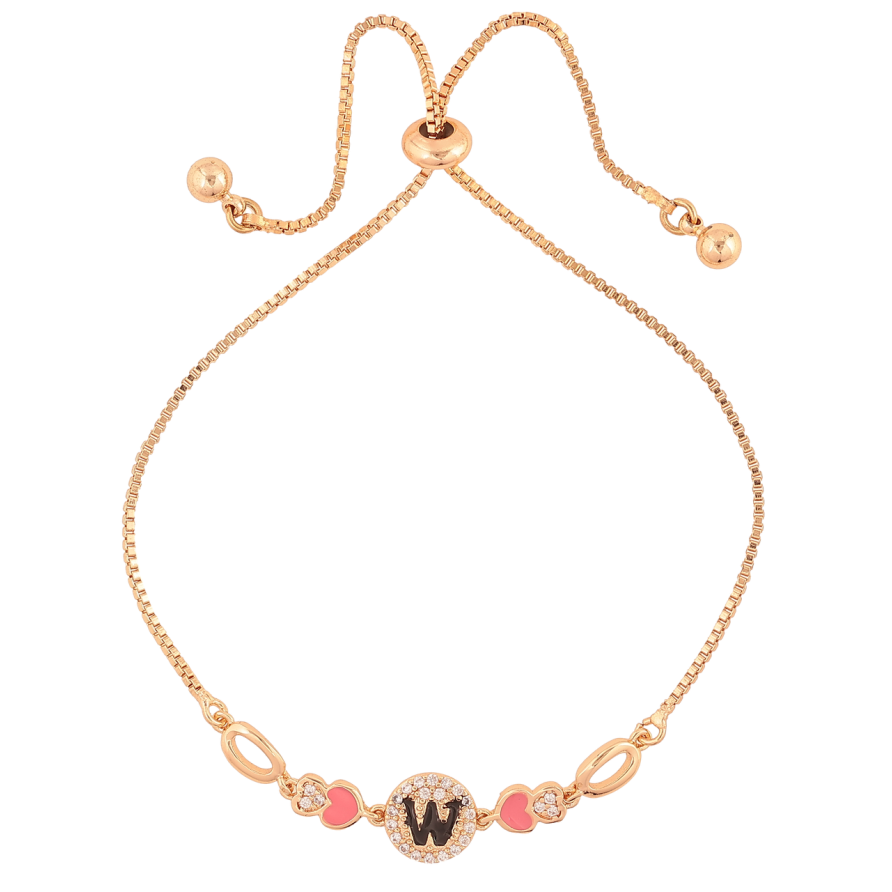 Браслет Xuping M&L Колір 18K «Ланцюжок з декоративною вставкою з літерою «W» на бігунку, довжина 12-24см х 1мм фото №1