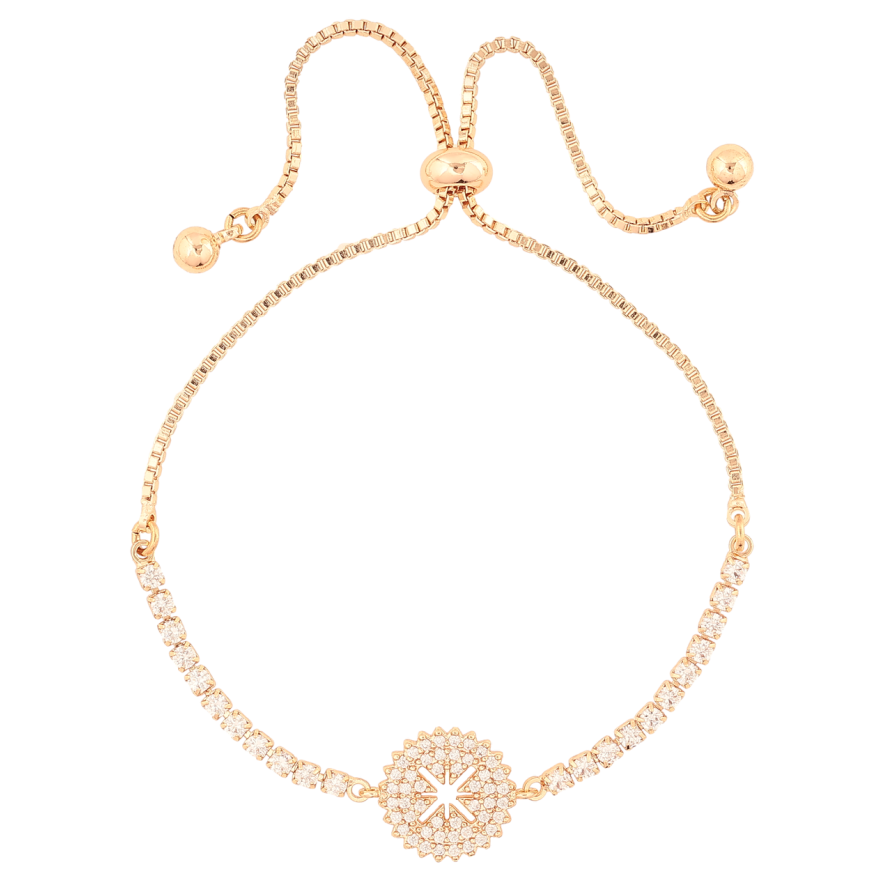 Браслет Xuping M&L Колір 18K «Доріжка кристалів з круглою вставкою» на бігунку, довжина 12-22см х 1.5мм фото №1