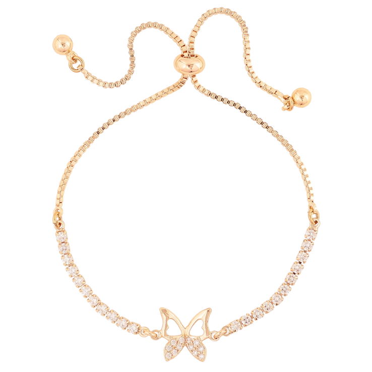 Браслет Xuping M&L Колір 18K «Доріжка кристалів з метеликом» на бігунку, довжина 12-22см х 1.5мм фото №10