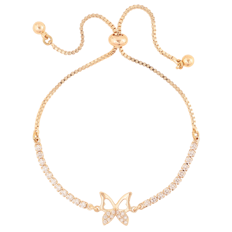 Браслет Xuping M&L Колір 18K «Доріжка кристалів з метеликом» на бігунку, довжина 12-22см х 1.5мм фото №1