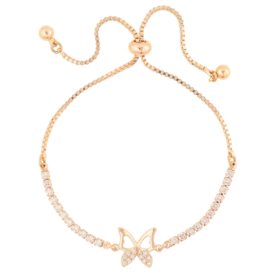 Браслет Xuping M&L Колір 18K «Доріжка кристалів з метеликом» на бігунку, довжина 12-22см х 1.5мм фото №1