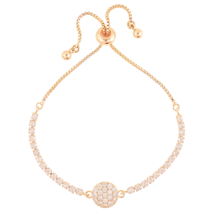 Браслет Xuping M&L Колір 18K «Доріжка кристалів з круглою вставкою» на бігунку, довжина 12-23см х 1.5мм фото №2