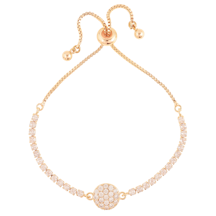 Браслет Xuping M&L Колір 18K «Доріжка кристалів з круглою вставкою» на бігунку, довжина 12-23см х 1.5мм фото №1