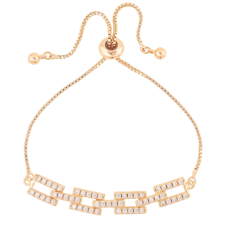 Браслет Xuping M&L Колір 18K «Ланцюжок з декоративною вставкою» на бігунку, довжина 12-24см х 1.5мм фото №1