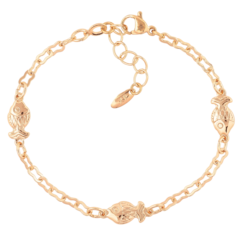 Браслет Xuping M&L Цвет 18K Цепочка с вставками рыбки» длинна с доп. цепочкой 17-20см х 3-6мм фото №1