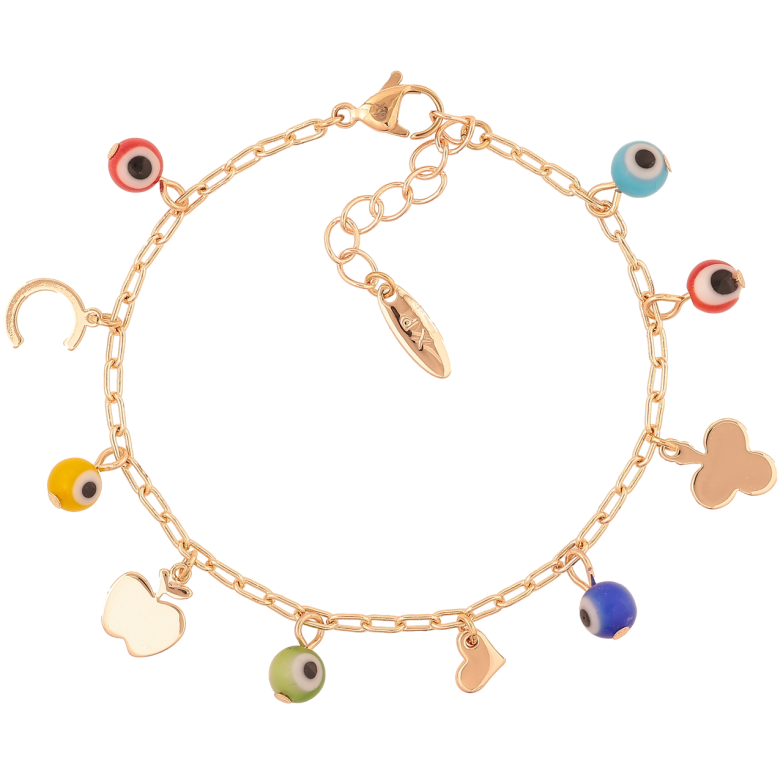 Браслет Xuping M&L Цвет 18K Цепочка с подвесками оберегами» длинна с доп. цепочкой 17.5-21см х 2.5мм фото №1