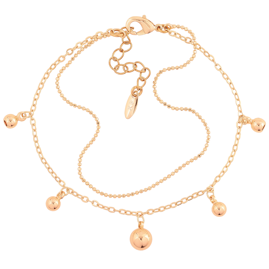 Браслет Xuping M&L Колір 18K «Подвійний ланцюжок з підвісками» довжина з доп. ланцюжком 17-20см х 1-2мм фото №1 Браслет Xuping M&L Колір 18K «Подвійний ланцюжок з підвісками» довжина з доп. ланцюжком 17-20см х 1-2мм фото №1