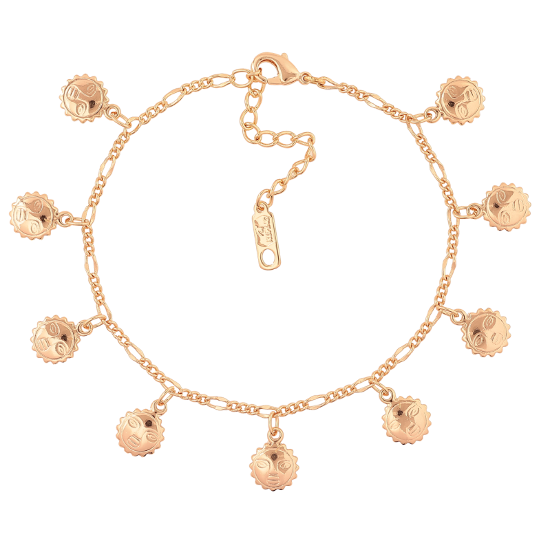 Браслет Xuping M&L Цвет 18K Цепочка с подвесками Солнце» длинна с доп. цепочкой 17-21см х 2мм фото №1