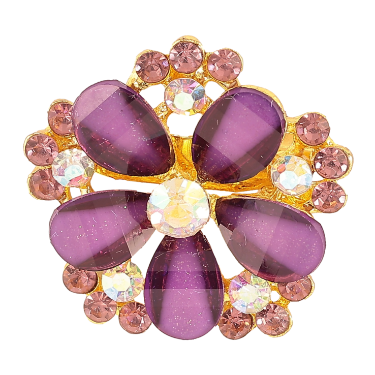 Брошка «Квітка з бузковими стразами» фото №11