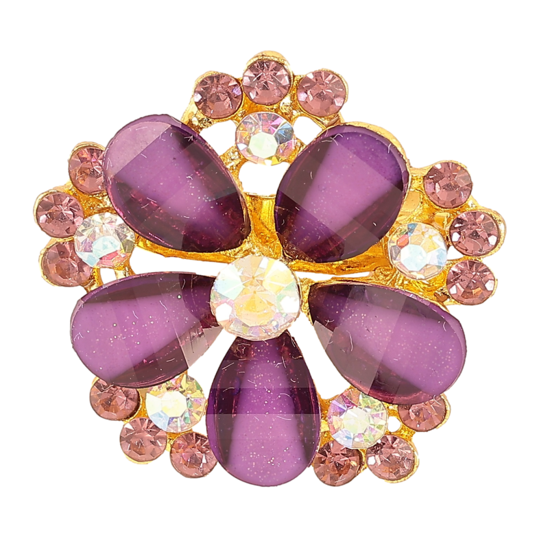 Брошь Цветок с сиреневыми стразами фото №2
