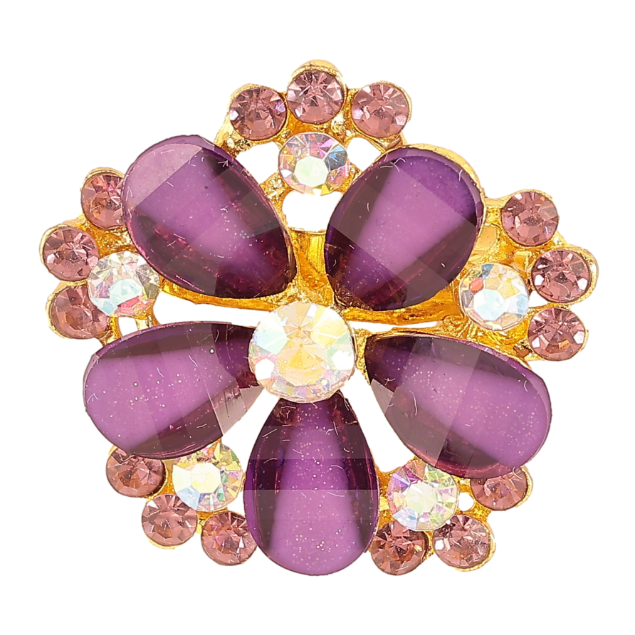 Брошь Цветок с сиреневыми стразами фото №1