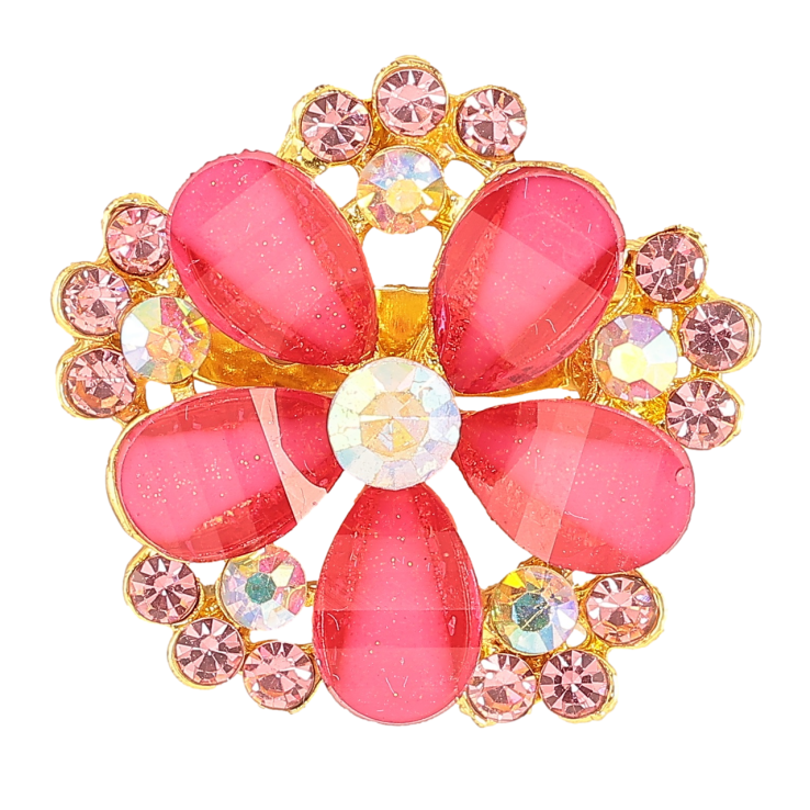 Брошка «Квітка з рожевими стразами» фото №24