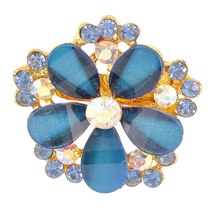 Брошка «Квітка з синіми стразами» фото №19