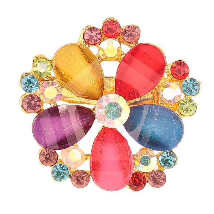 Брошь Цветок с разноцветными стразами фото №21