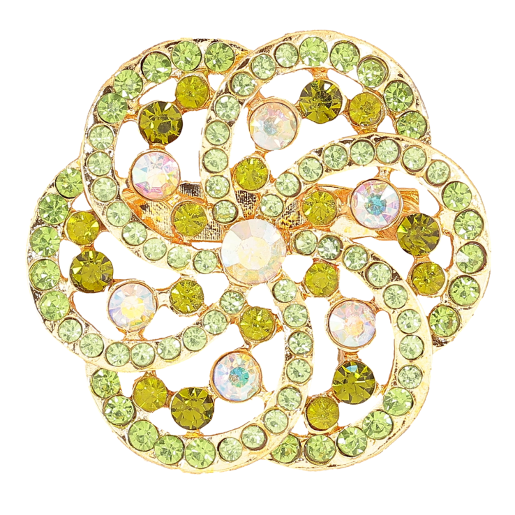 Брошка «Квітка з зеленими стразами» фото №6